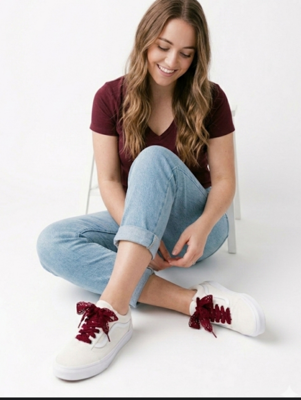 Old Skool VANS Pop Lace Marshmallow Suede  Sneakers Women's 9 Ivory